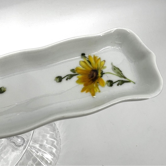 Limoges Fine Porcelain China Trinket Jewelry Pen eyeglass Floral Daisy Dish Tray - Picture 8 of 13